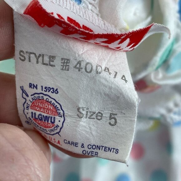 Vintage Cuddle Teen Girls Ruffled Polka Dot Dress Size 5 With Lace 5397 - Picture 4 of 10